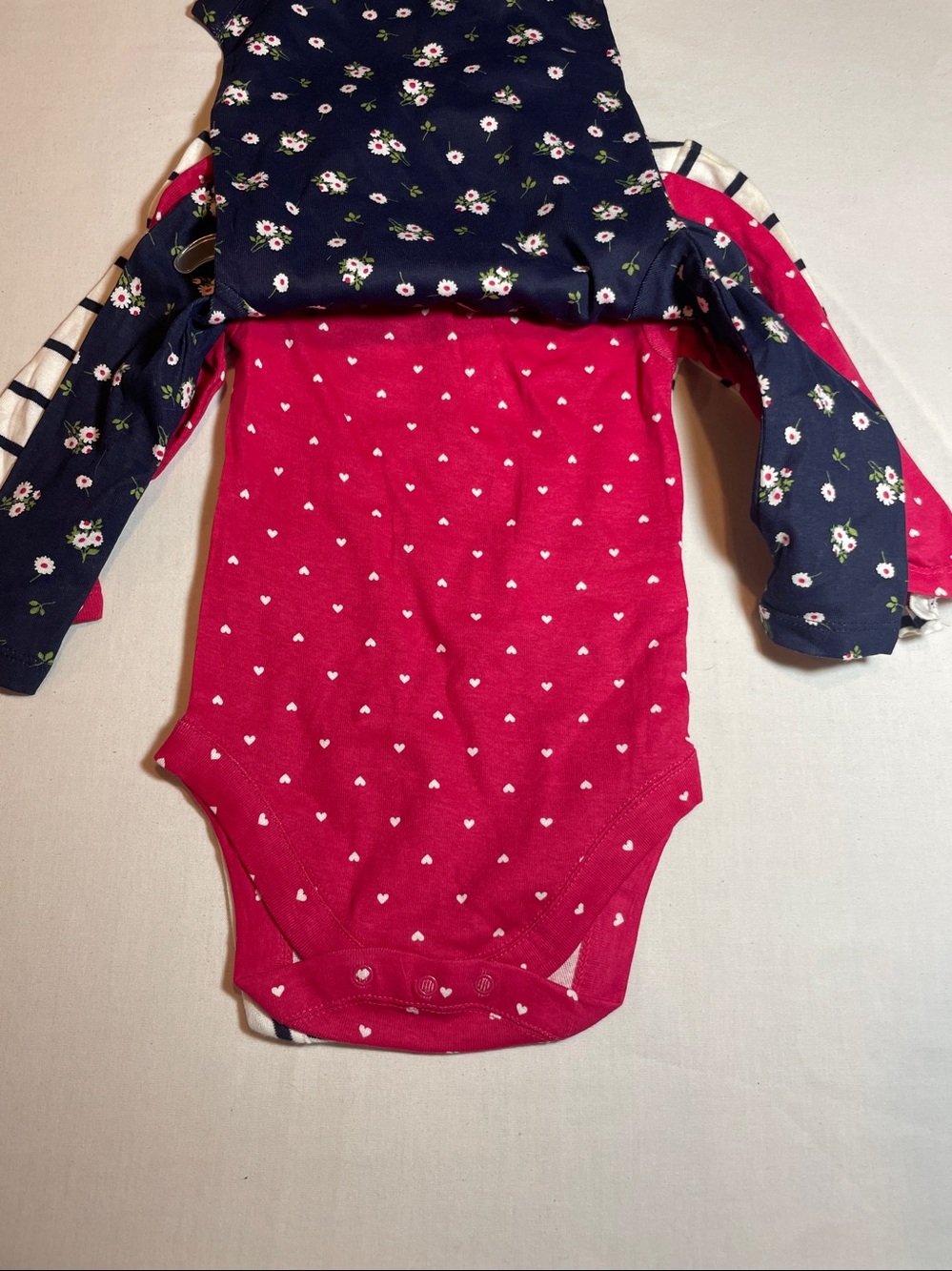 Bundles baby place Navy Floral Long-Sleeve Baby Bodysuit Trio - Picture 2 of 4